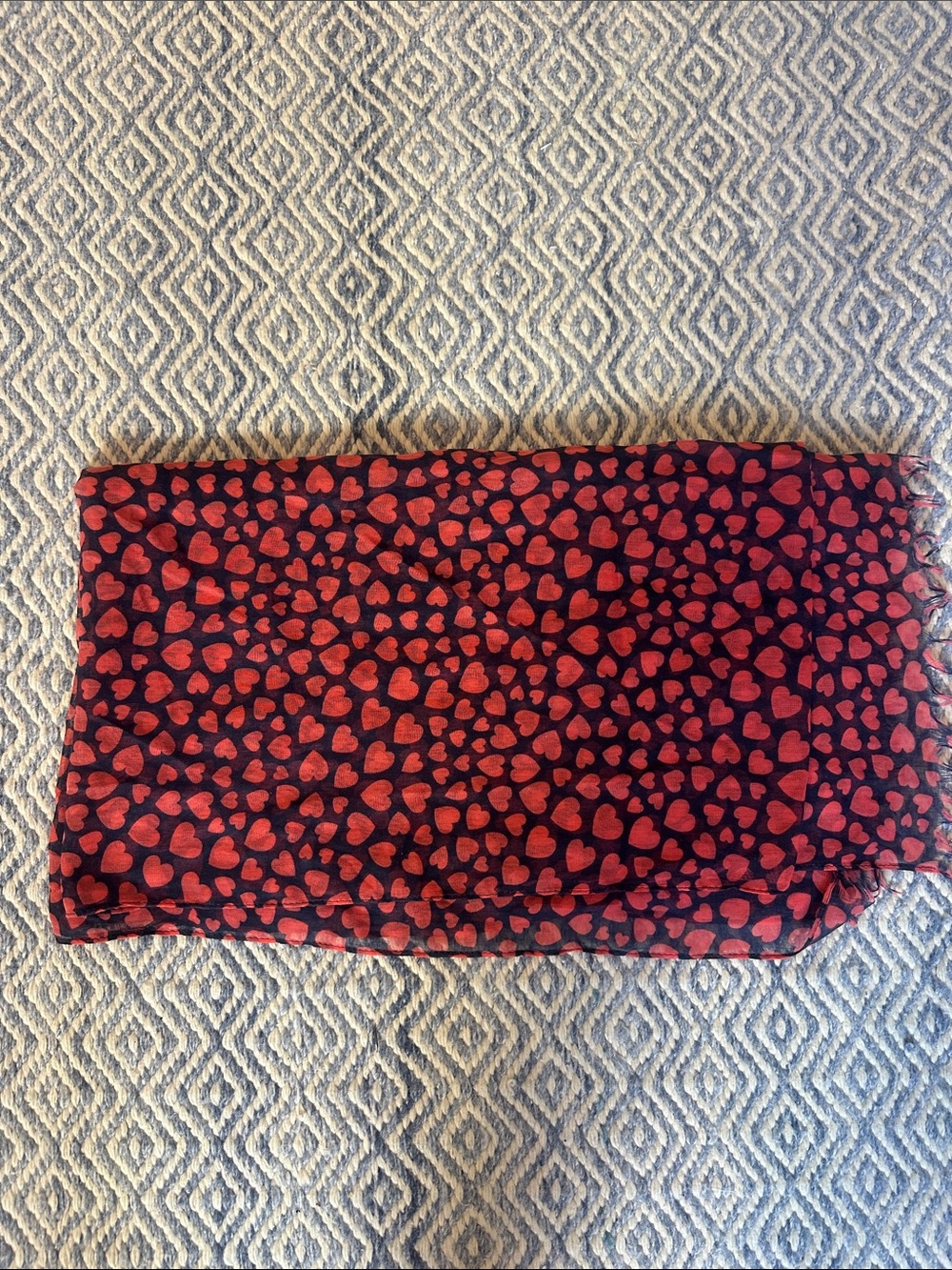 J. Crew Factory Red Heart Print Scarf